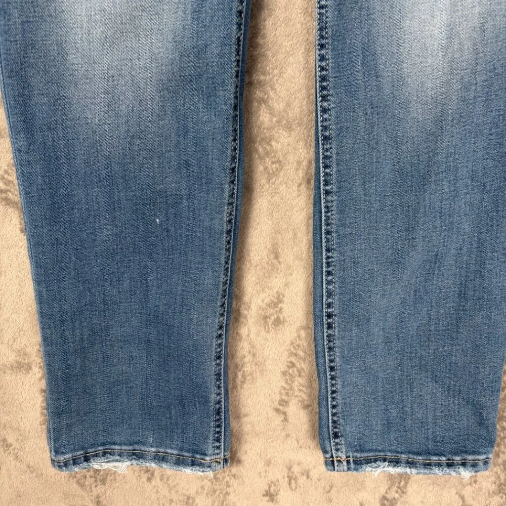 Edgely Maurices Relaxed Straight Jeans Women's 2 Blue High Rise Mom Distressed